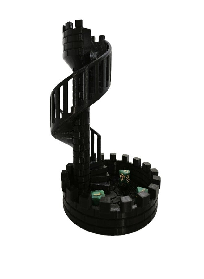 XJPONGC Dice Spiral Staircase Castle Dice Tower Dungeons and Dragons RPG Tabletop Roleplaying Game Jail D&D (Random 7PCS D20 Dice Set Included) Black - Image 4